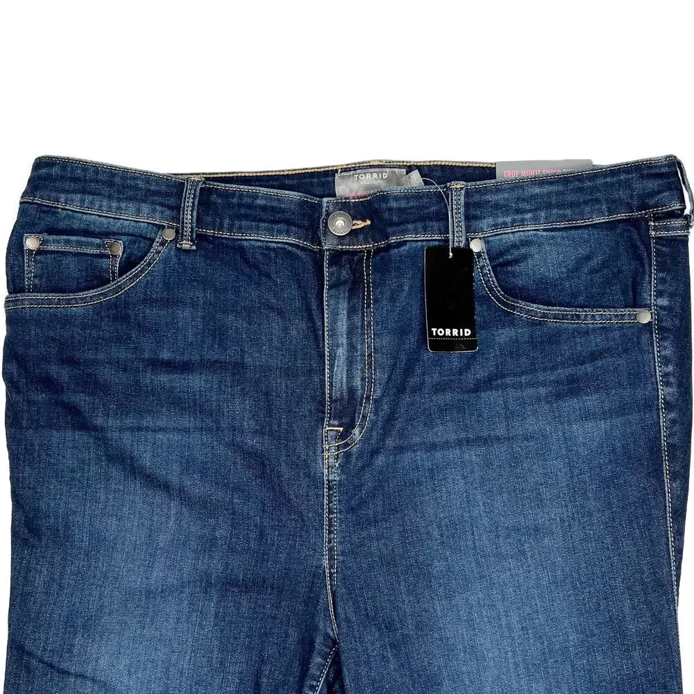 NEW Torrid Crop MidFit Super Skinny Jeans Womens 18 MId-Rise Soft Stretch Denim